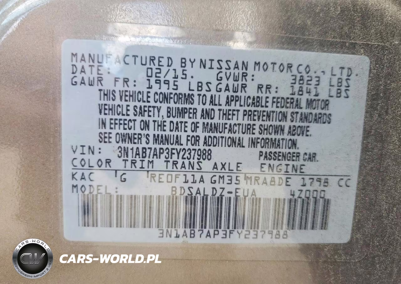 2015 Nissan Sentra Sv VIN:3N1AB7AP3FY237988 - 12