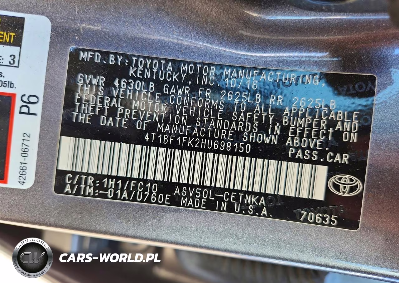 2017 Toyota Camry Le VIN:4T1BF1FK2HU698150 - 12