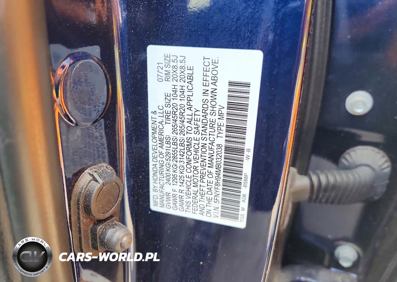 2021 Honda Passport Touring VIN:5FNYF8H94MB032038 - 14