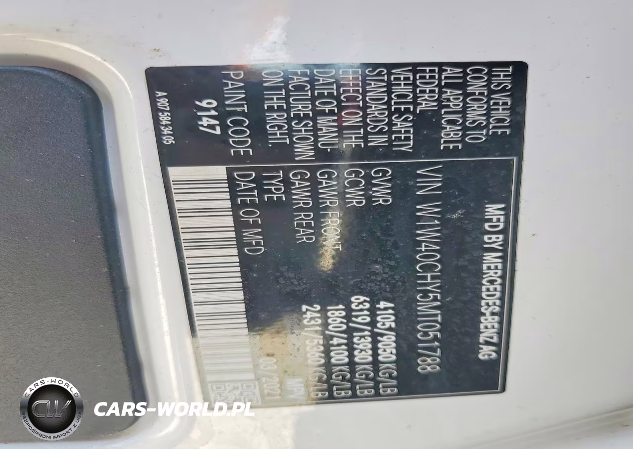2021 Mercedes-Benz Sprinter 2500 VIN:W1W40CHY5MT051788 - 13