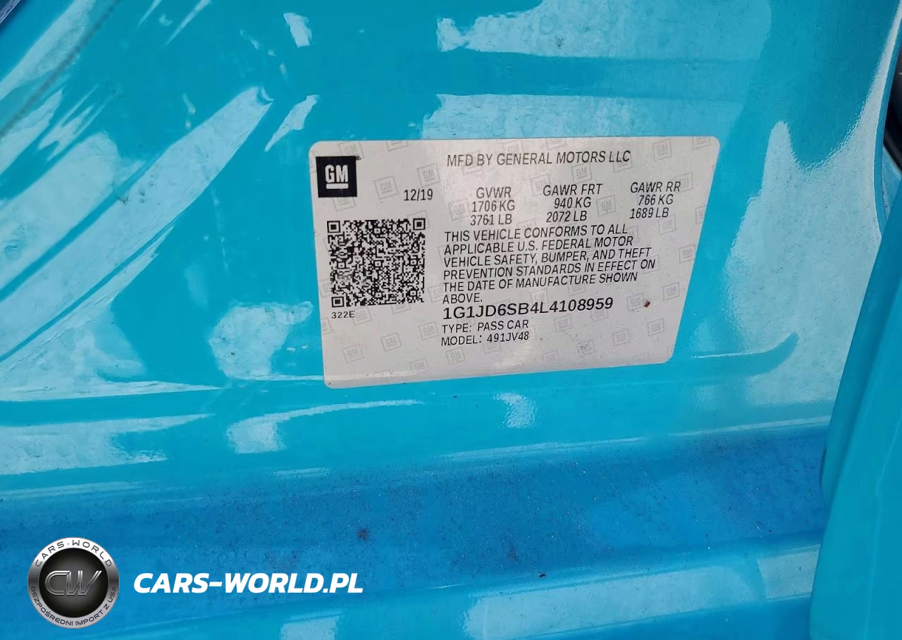 2020 Chevrolet Sonic Lt VIN:1G1JD6SB4L4108959 - 12