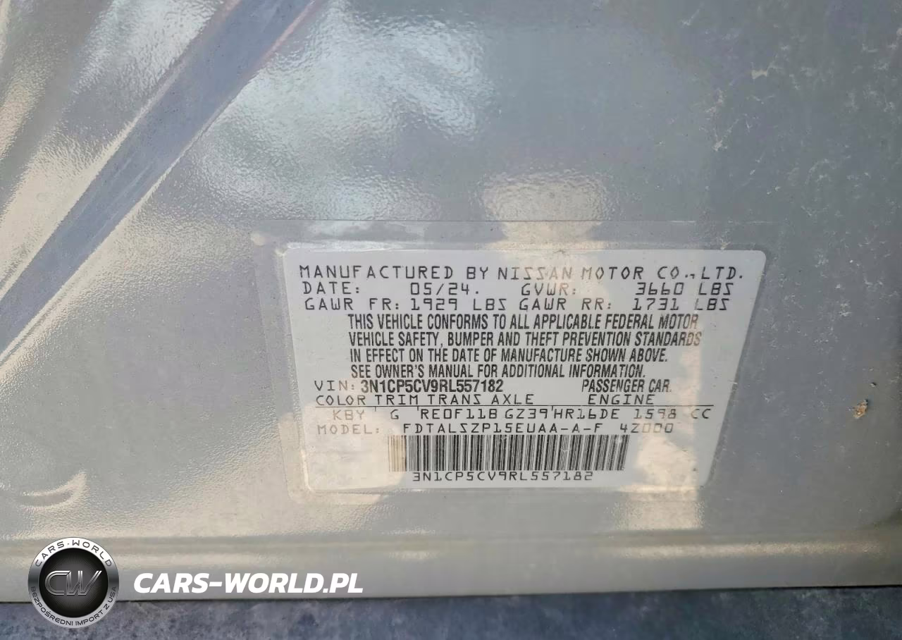 2024 Nissan Kicks Sv VIN:3N1CP5CV9RL557182 - 12