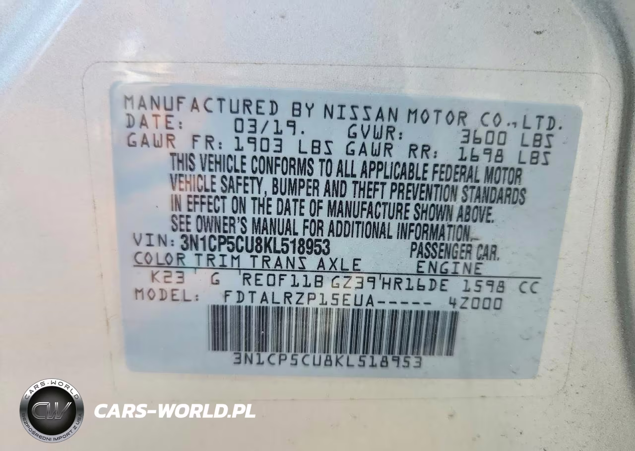2019 Nissan Kicks S VIN:3N1CP5CU8KL518953 - 13