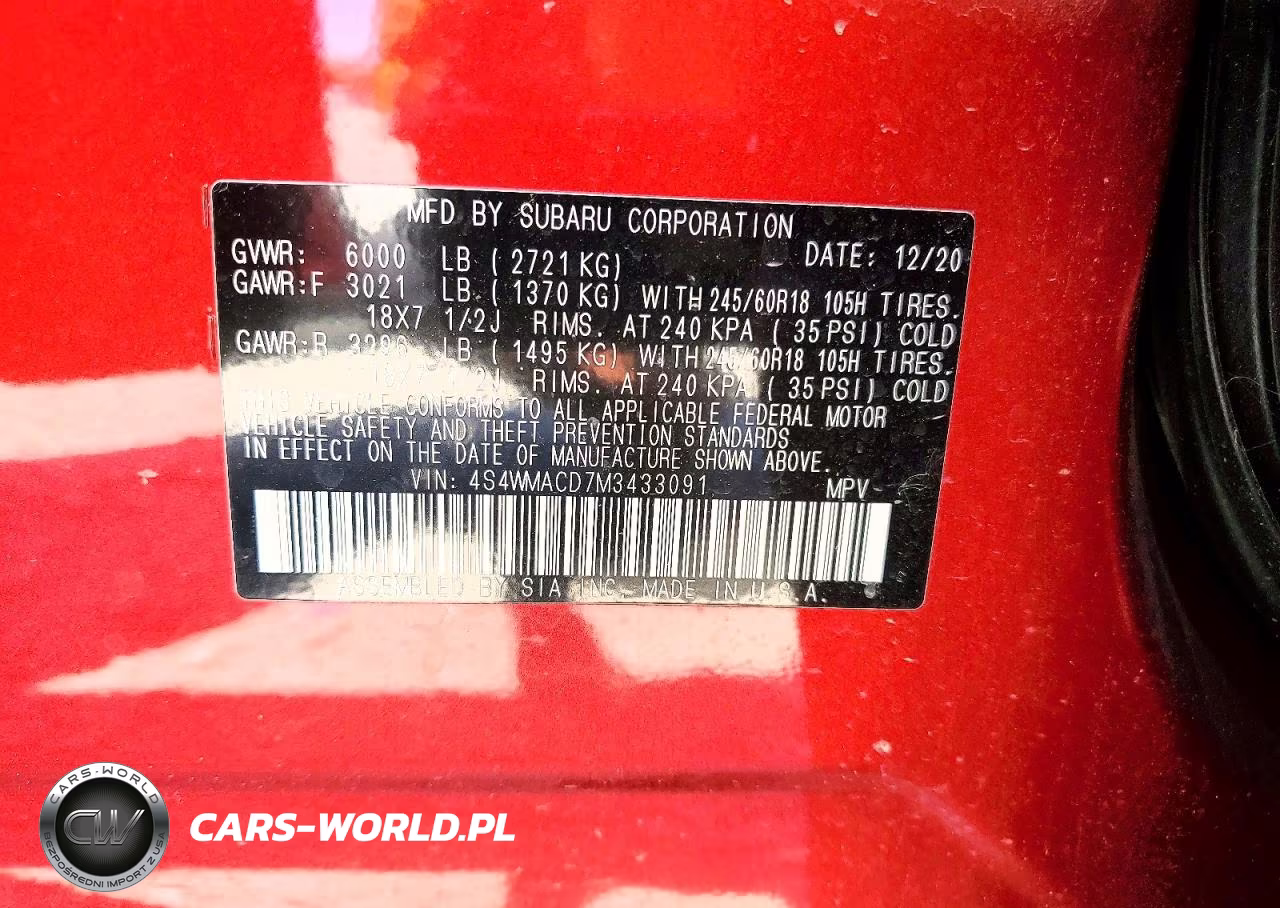 2021 Subaru Ascent Premium VIN:4S4WMACD7M3433091 - 13