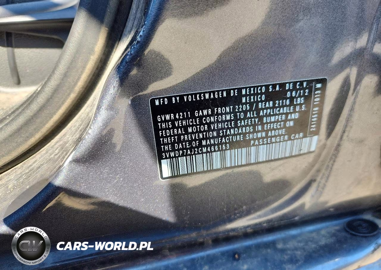2012 Volkswagen Jetta Se VIN:3VWDP7AJ2CM466153 - 12