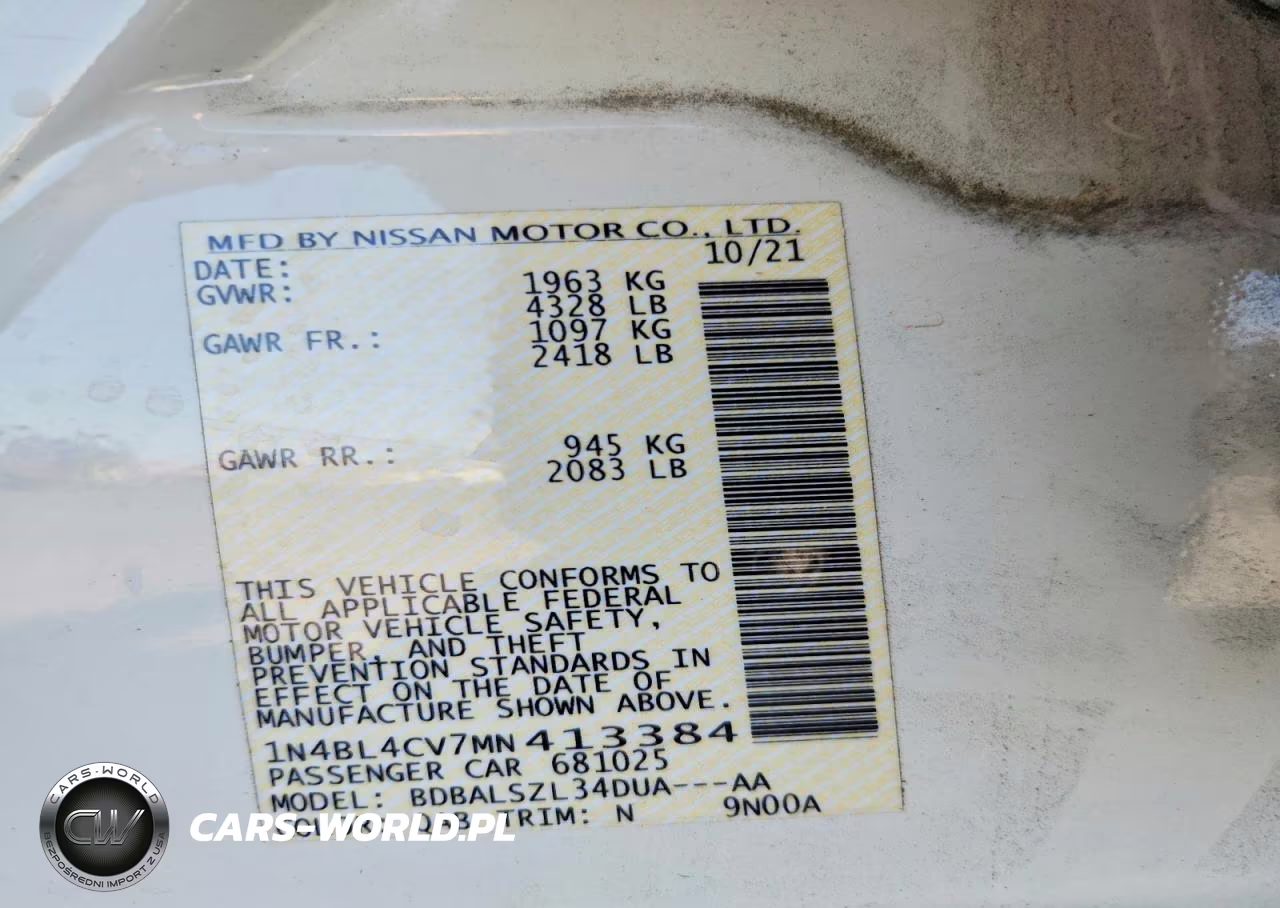 2021 Nissan Altima Sr VIN:1N4BL4CV7MN413384 - 12