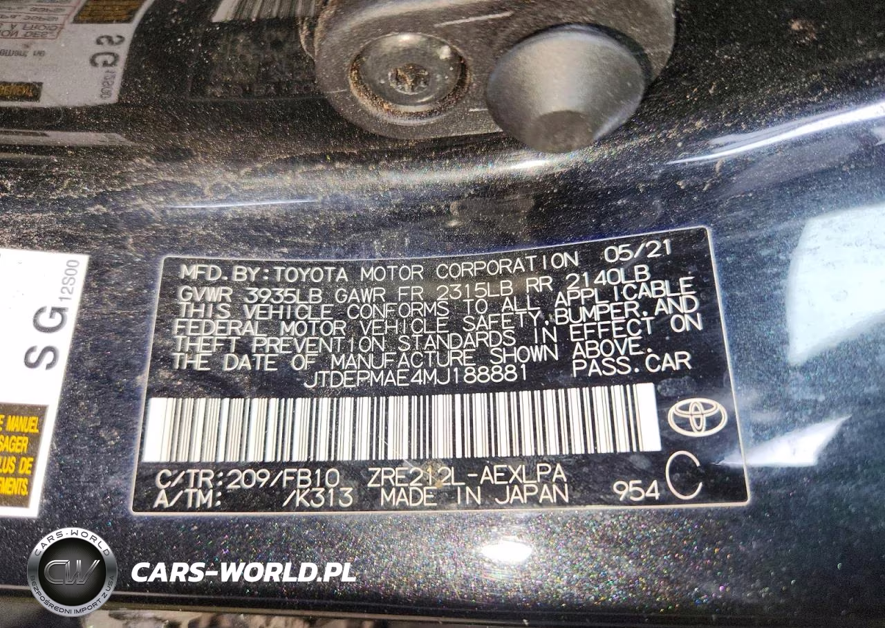 2021 Toyota Corolla Le VIN:JTDEPMAE4MJ188881 - 12