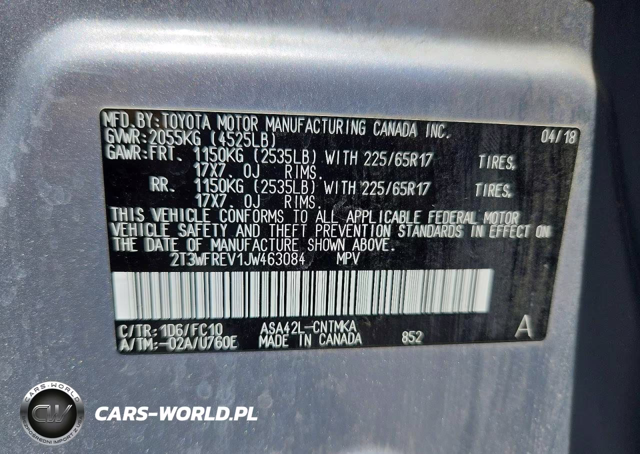 2018 Toyota Rav4 Xle VIN:2T3WFREV1JW463084 - 14