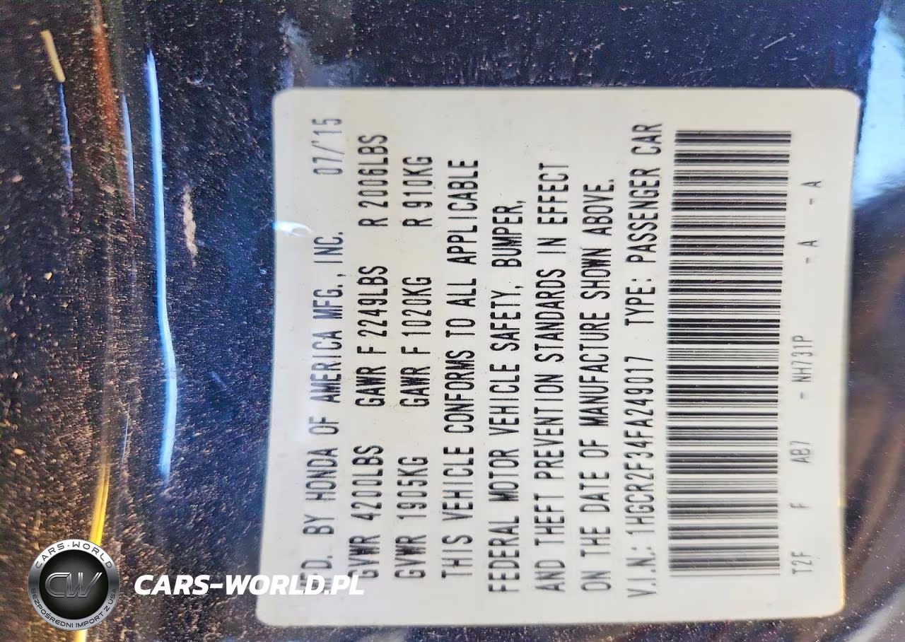 2015 Honda Accord Lx VIN:1HGCR2F34FA249017 - 12
