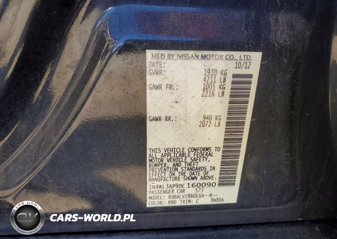 2013 Nissan Altima 2.5 VIN:1N4AL3AP9DC160090 - 13