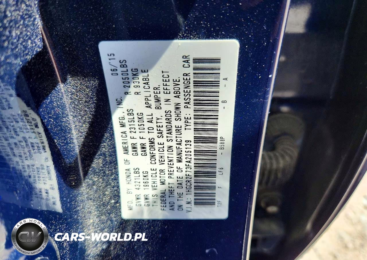 2015 Honda Accord Ex VIN:1HGCR2F73FA205139 - 12
