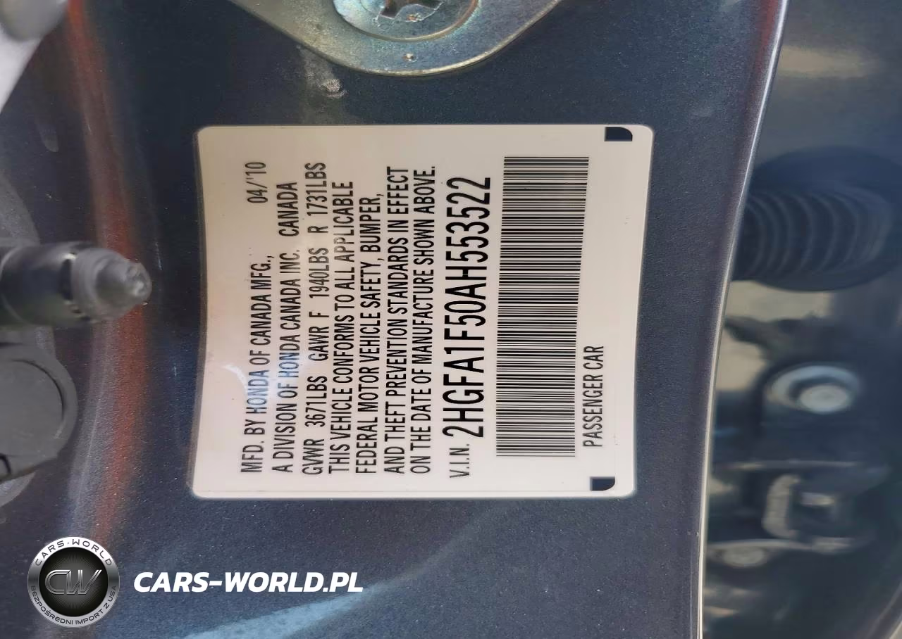2010 Honda Civic Lx VIN:2HGFA1F50AH553522 - 12