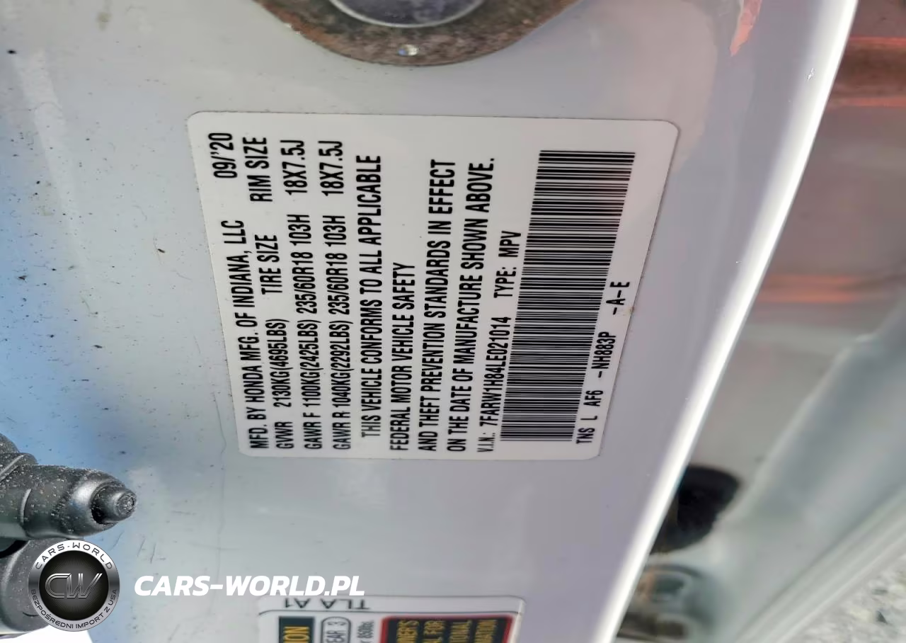 2020 Honda Cr-V Exl VIN:7FARW1H84LE021014 - 14