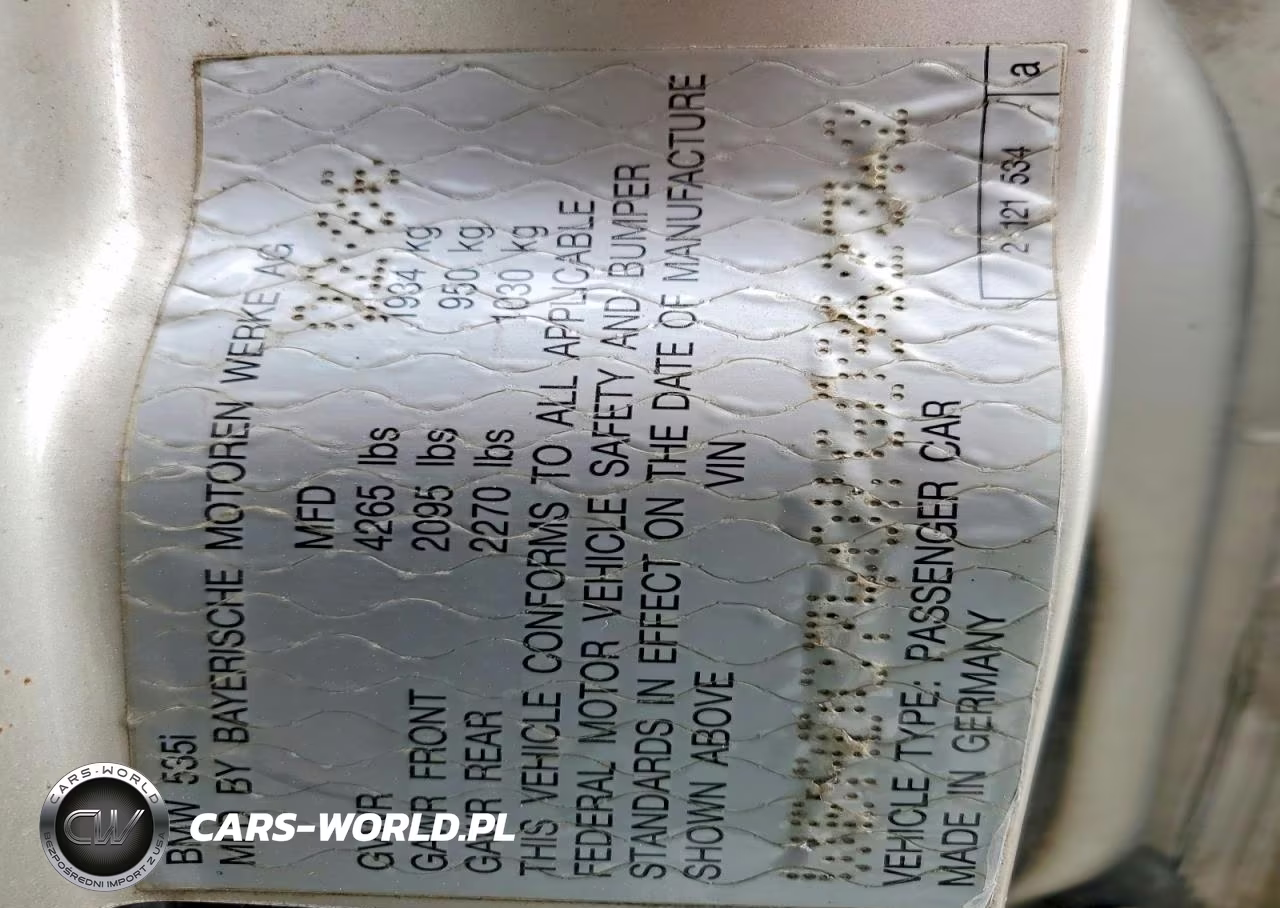 1986 BMW 535 I VIN:WBADC740XG0962342 - 12