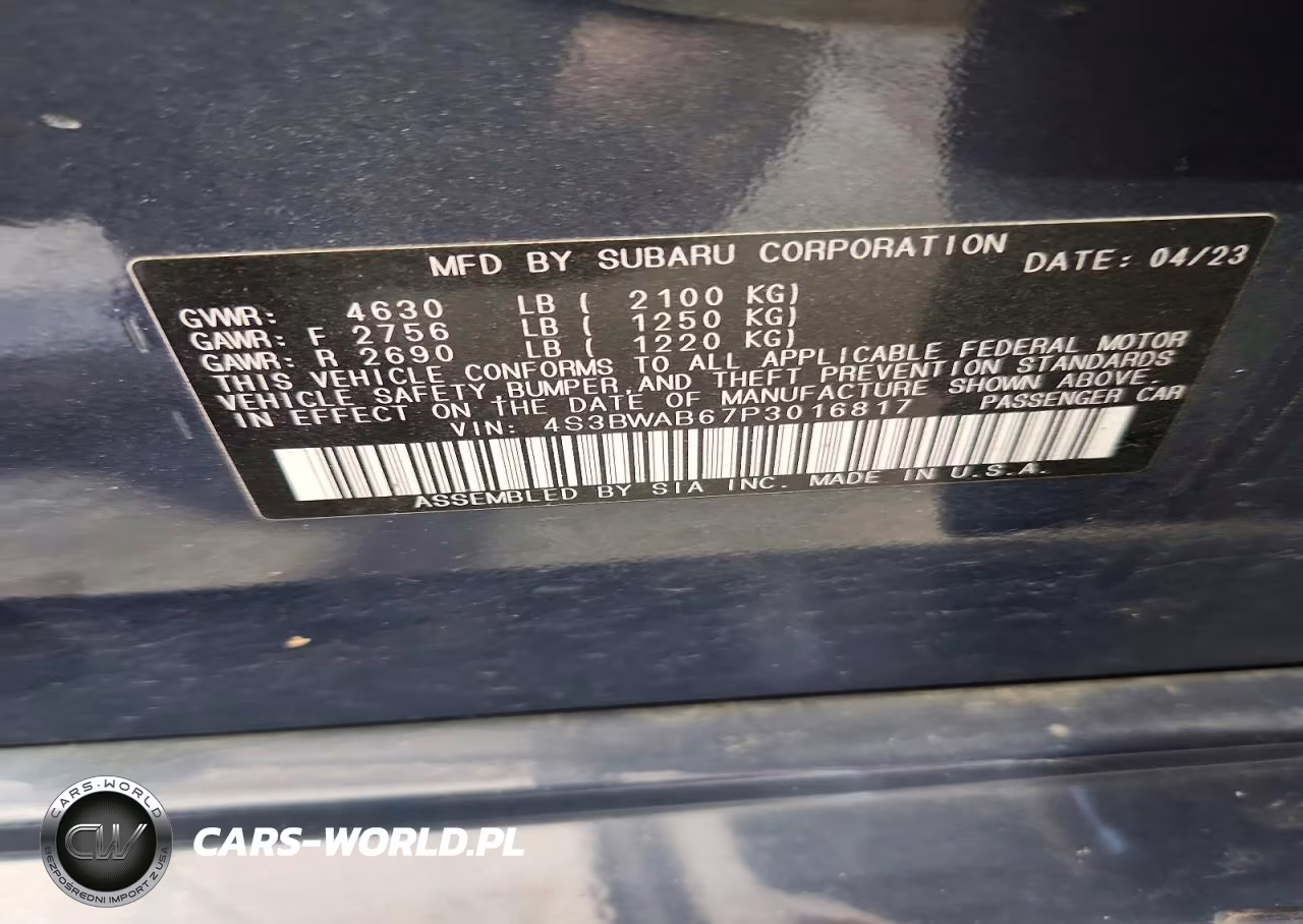 2023 Subaru Legacy VIN:4S3BWAB67P3016817 - 12