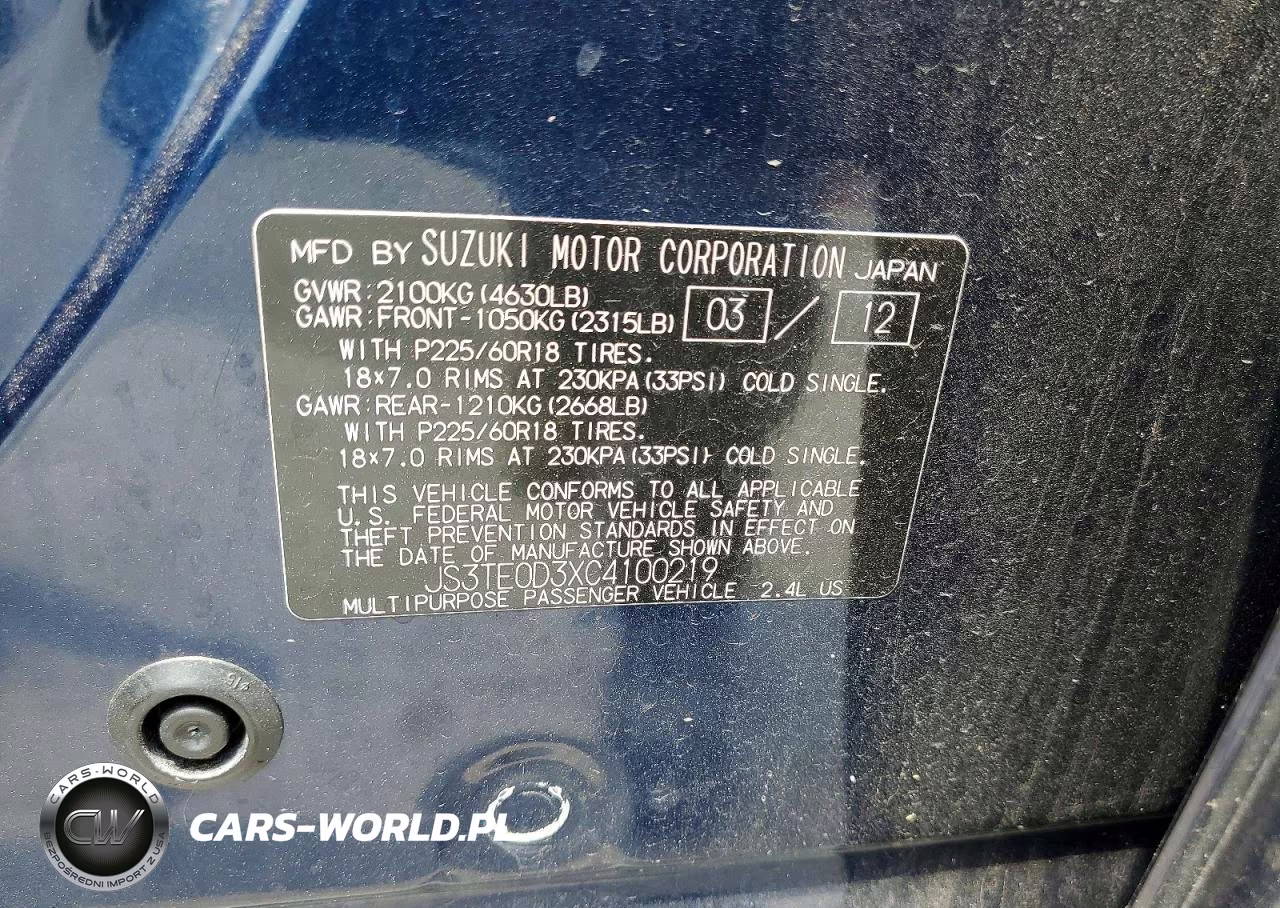 2012 Suzuki Grand Vitara Se VIN:JS3TE0D3XC4100219 - 13