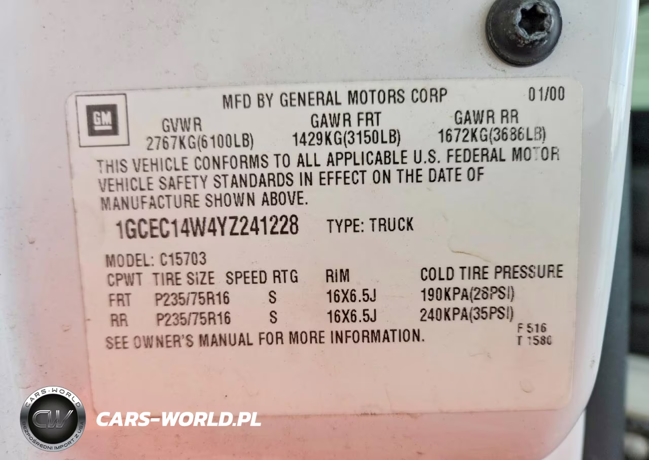 2000 Chevrolet Silverado C1500 VIN:1GCEC14W4YZ241228 - 12