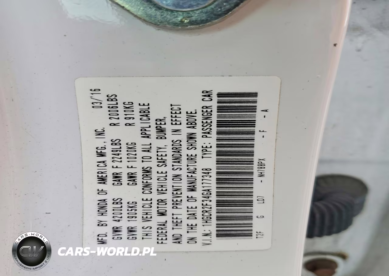 2016 Honda Accord Lx VIN:1HGCR2F34GA177348 - 12