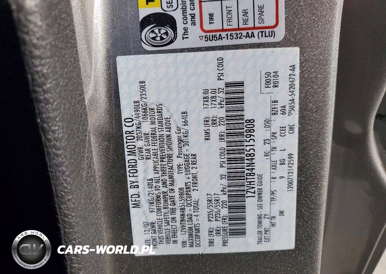 2008 Ford Mustang VIN:1ZVHT84N485159808 - 12