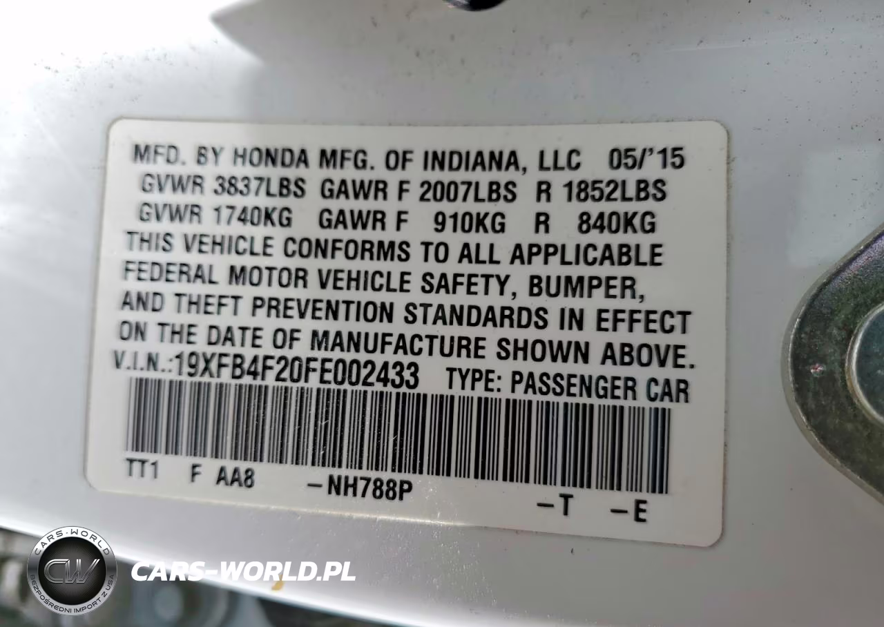 2015 Honda Civic Hybrid VIN:19XFB4F20FE002433 - 13