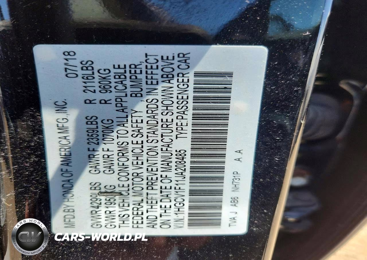 2018 Honda Accord Lx VIN:1HGCV1F11JA208485 - 13