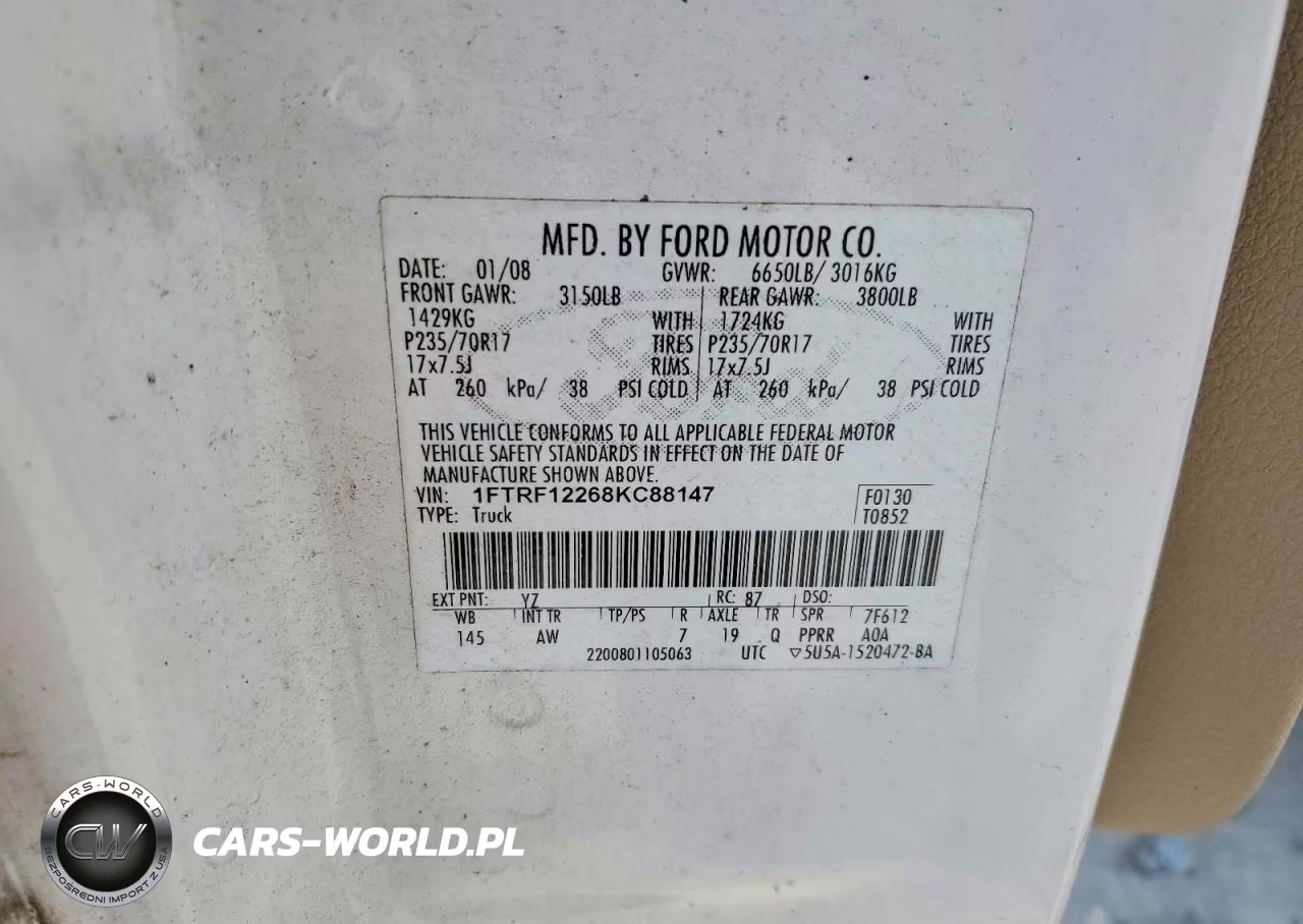 2008 Ford F150 Xl VIN:1FTRF12268KC88147 - 12