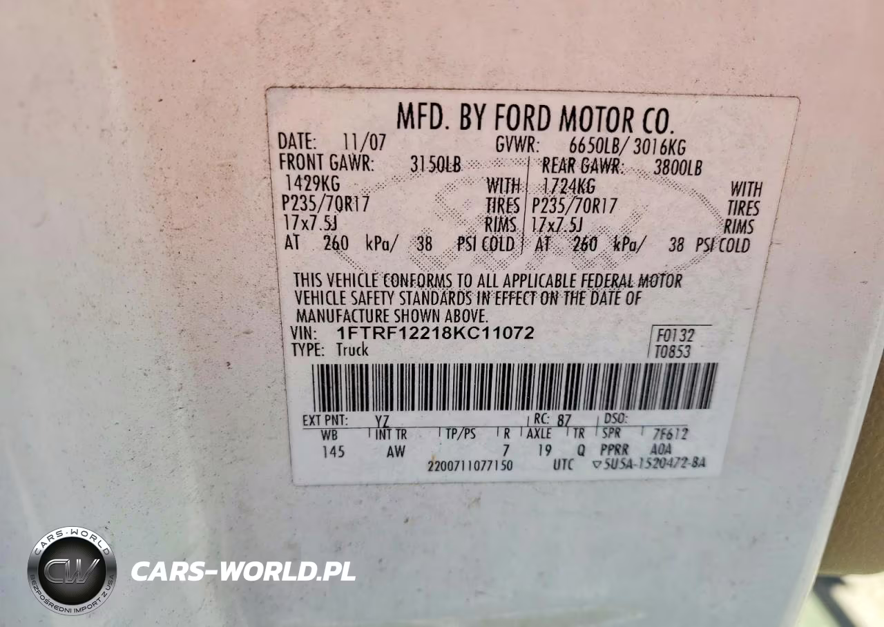 2008 Ford F150 VIN:1FTRF12218KC11072 - 12