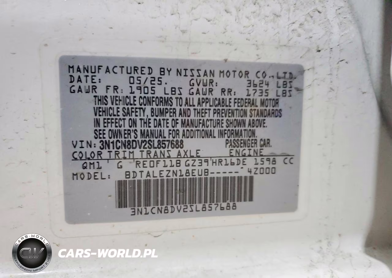 2025 Nissan Versa S VIN:3N1CN8DV2SL857688 - 12