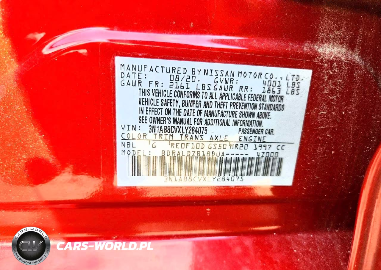 2020 Nissan Sentra Sv VIN:3N1AB8CVXLY284075 - 12