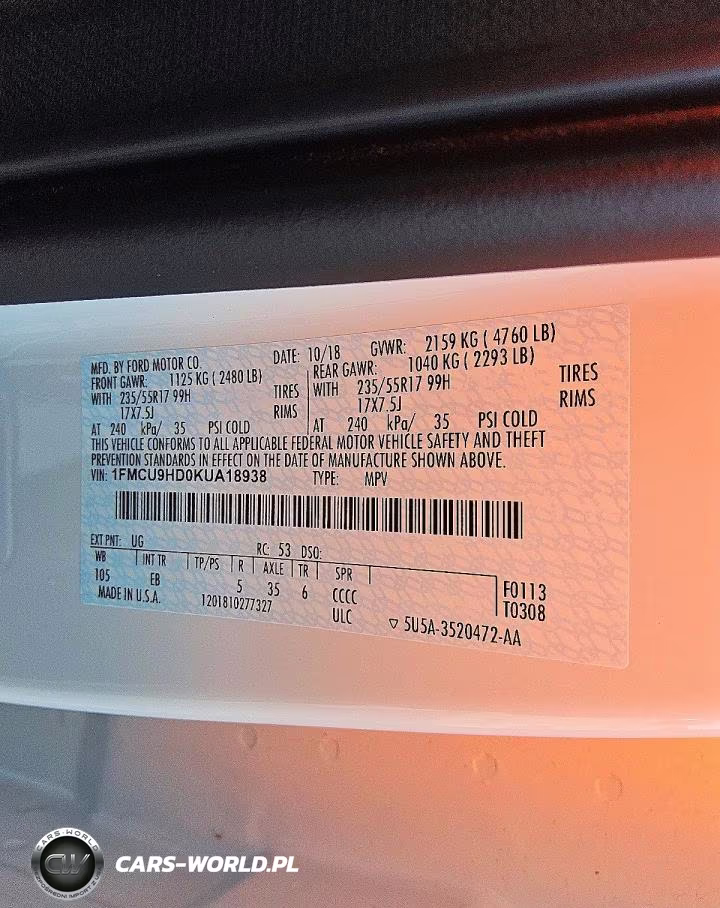 2019 Ford Escape Sel VIN:1FMCU9HD0KUA18938 - 13