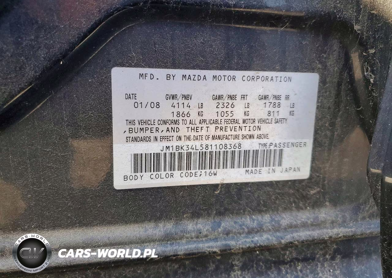 2008 Mazd Mazdaspeed3 VIN:JM1BK34L581108368 - 12