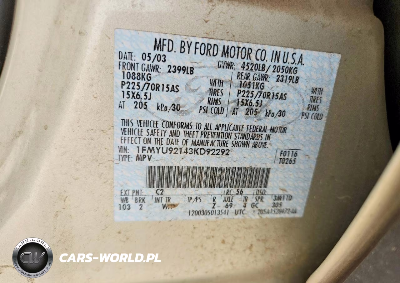 2003 Ford Escape Xls VIN:1FMYU92143KD92292 - 13