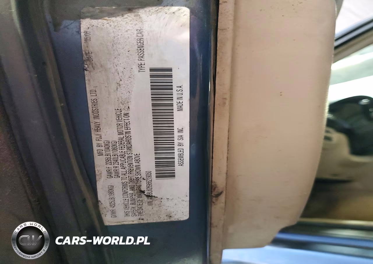 2006 Subaru Legacy 2.5I Limited VIN:4S3BL626966219050 - 12