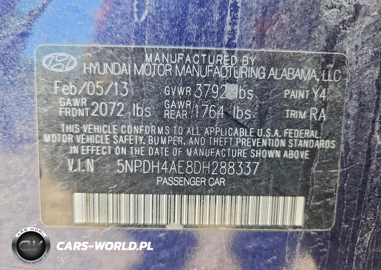 2013 Hyundai Elantra Gls VIN:5NPDH4AE8DH288337 - 12