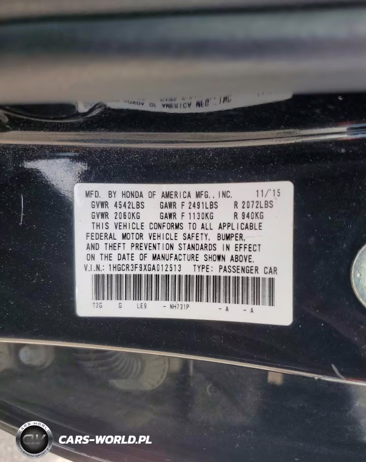 2016 Honda Accord Touring VIN:1HGCR3F9XGA012513 - 12