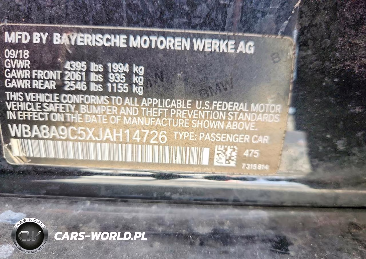 2018 BMW 320 I VIN:WBA8A9C5XJAH14726 - 12