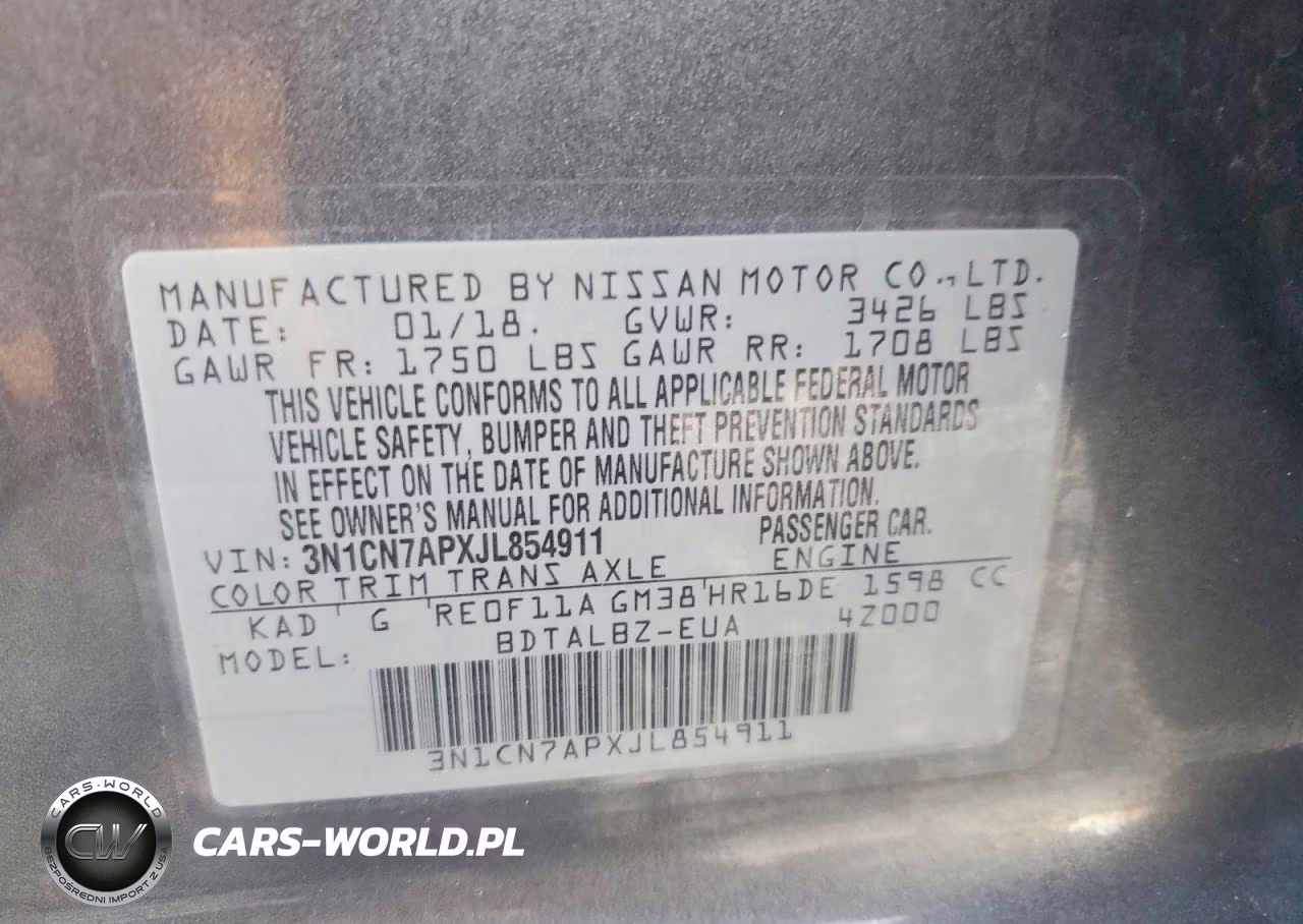 2018 Nissan Versa Sv VIN:3N1CN7APXJL854911 - 12