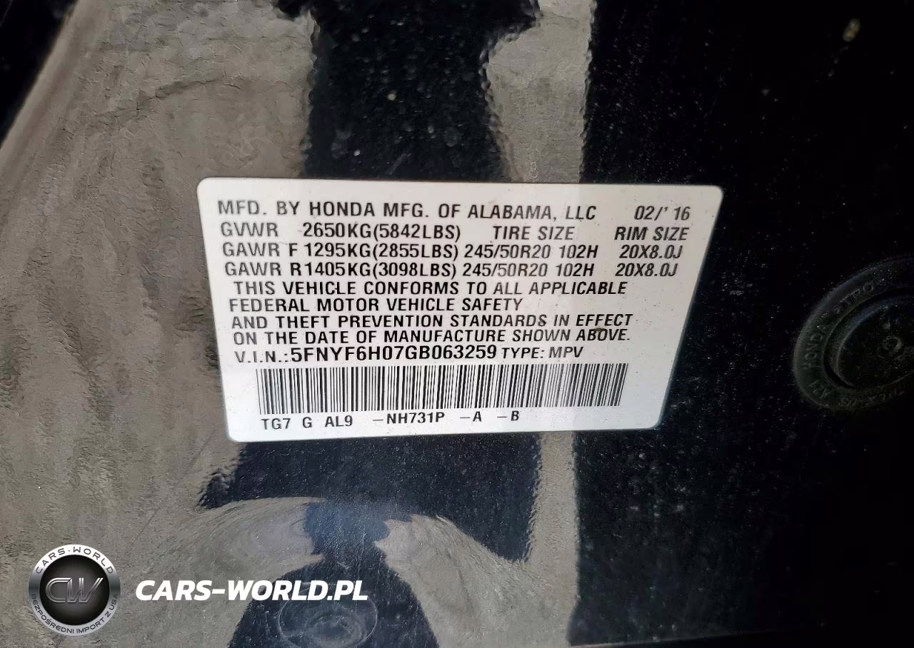 2016 Honda Pilot Elite VIN:5FNYF6H07GB063259 - 14