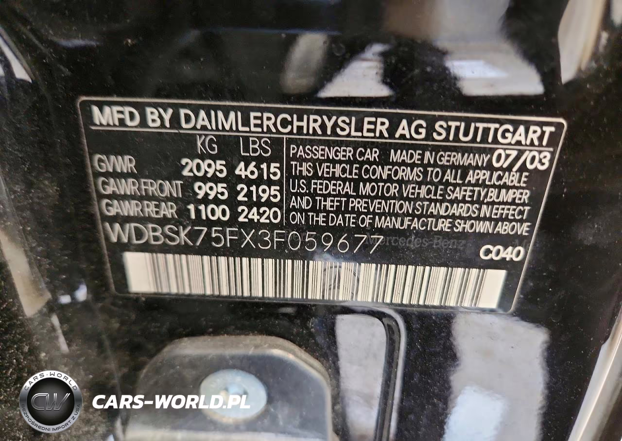 2003 Mercedes-Benz Sl 500R VIN:WDBSK75FX3F059677 - 12