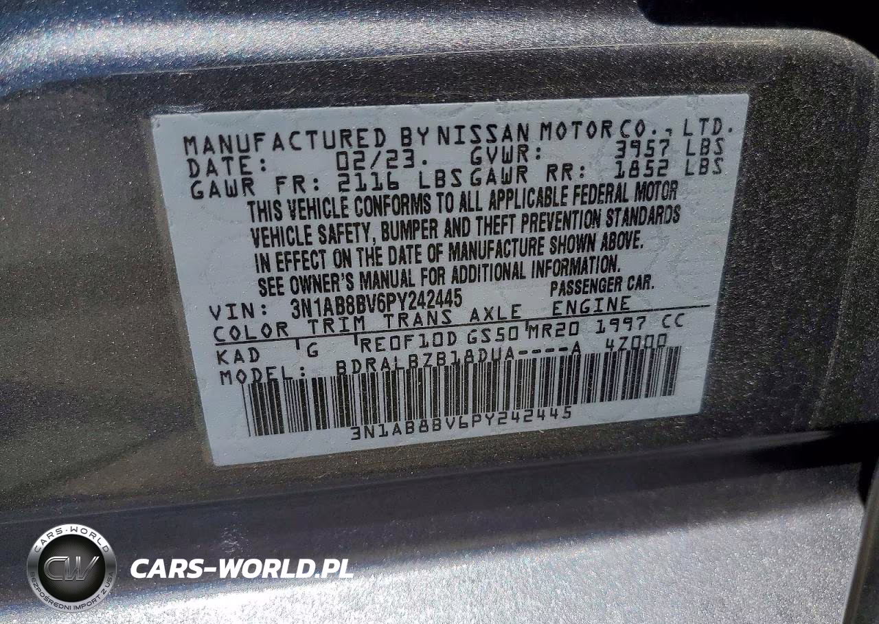2023 Nissan Sentra S VIN:3N1AB8BV6PY242445 - 12