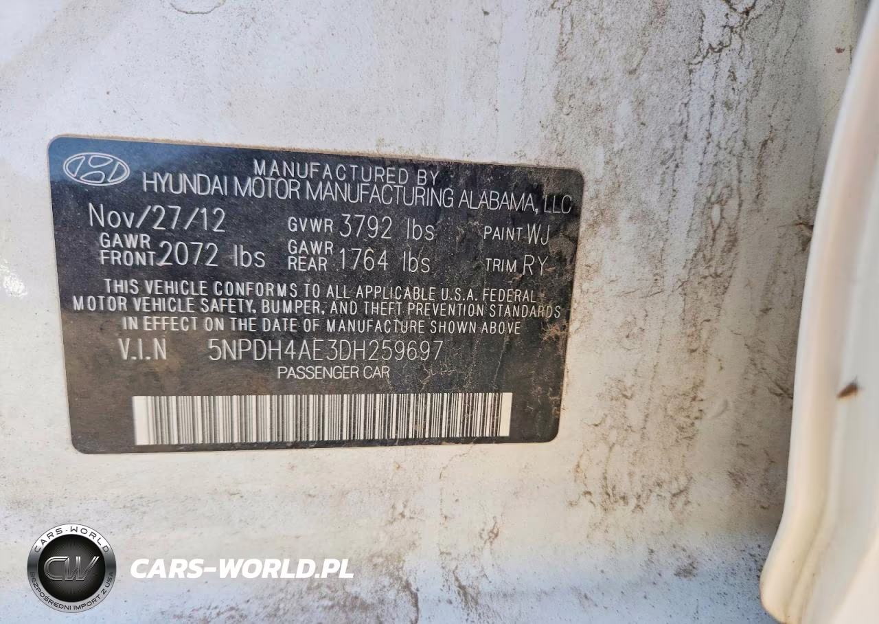 2013 Hyundai Elantra Limited VIN:5NPDH4AE3DH259697 - 12