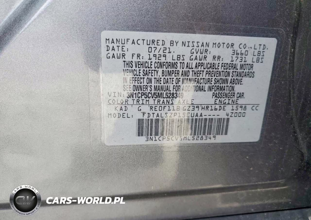 2021 Nissan Kicks Sv VIN:3N1CP5CV5ML528349 - 12