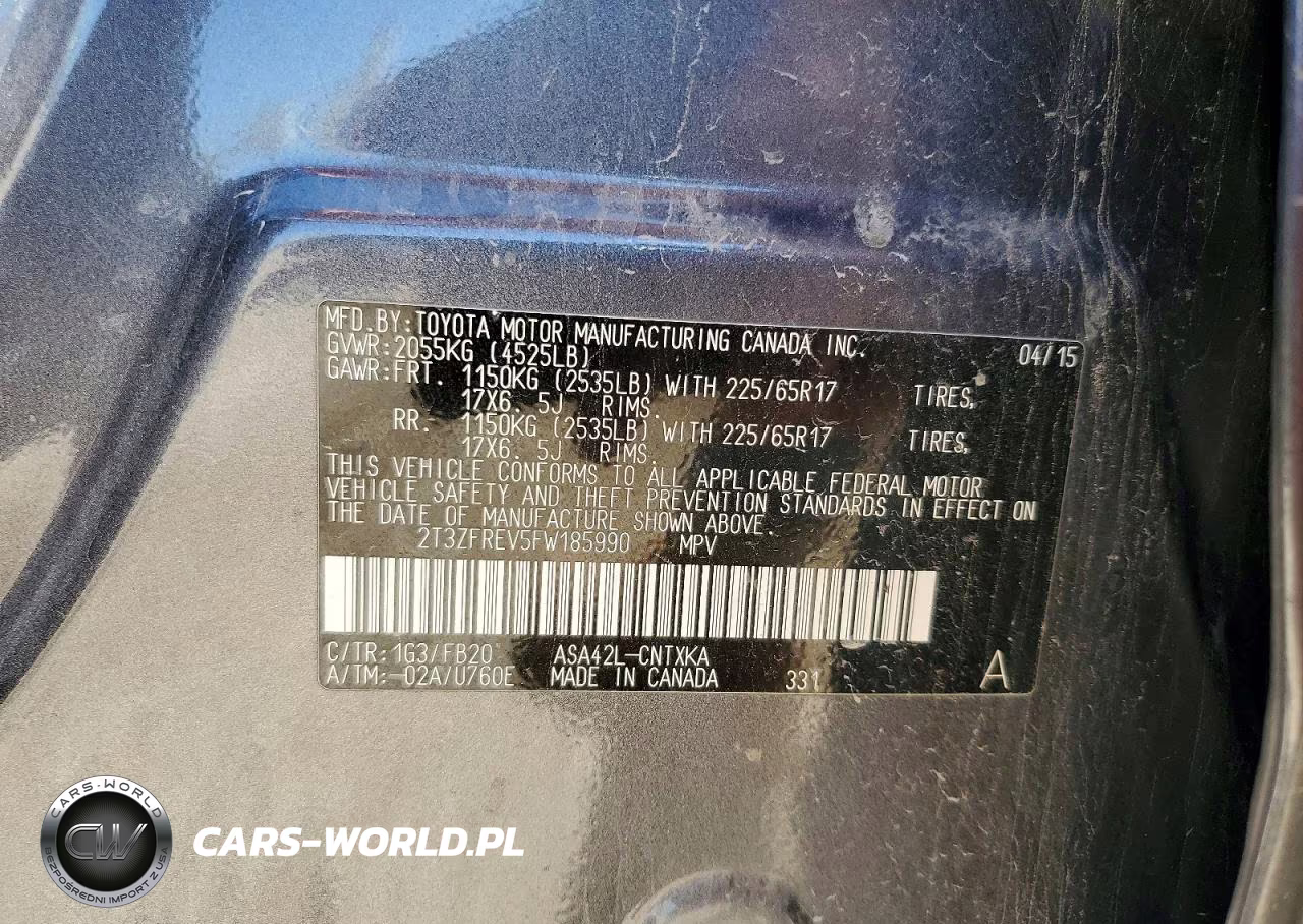 2015 Toyota Rav4 Le VIN:2T3ZFREV5FW185990 - 13