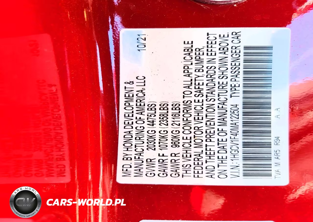 2021 Honda Accord Sport Se VIN:1HGCV1F40MA122504 - 12