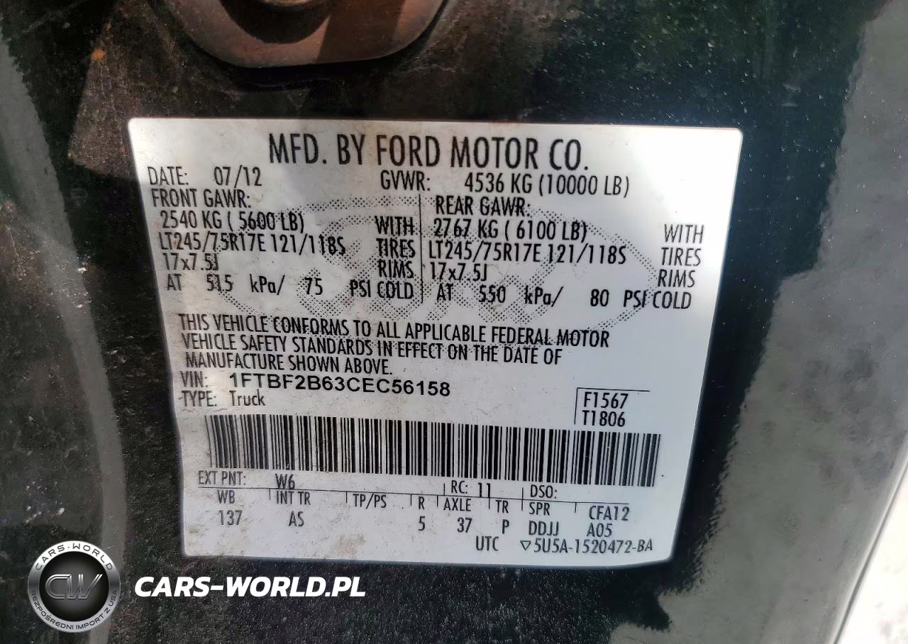 2012 Ford F250 VIN:1FTBF2B63CEC56158 - 14