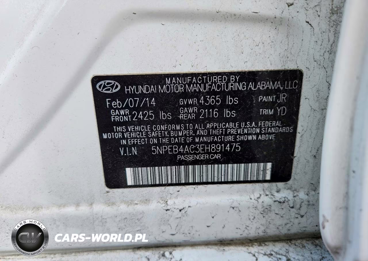 2014 Hyundai Sonata Gls VIN:5NPEB4AC3EH891475 - 12