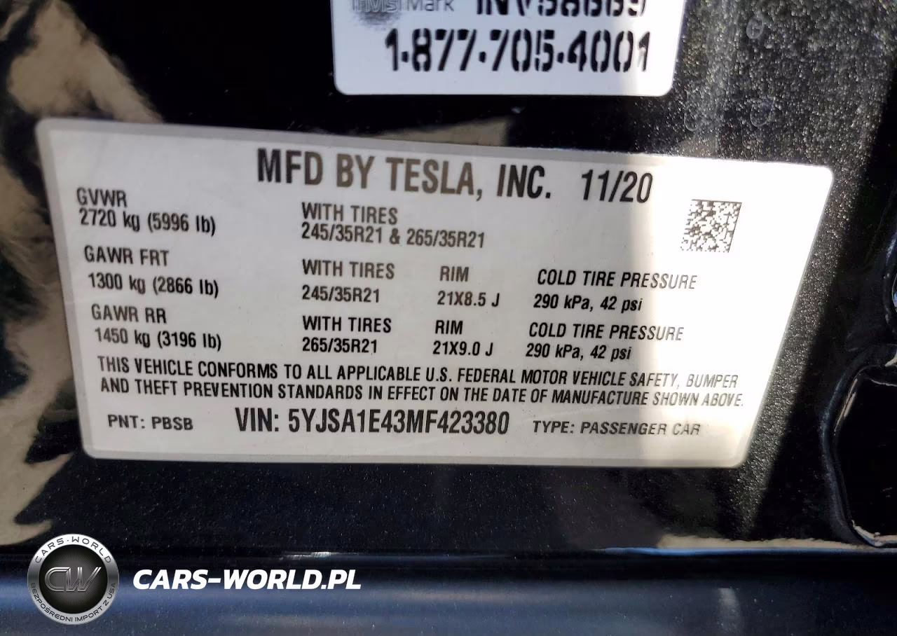 2021 Tesla Model S VIN:5YJSA1E43MF423380 - 12