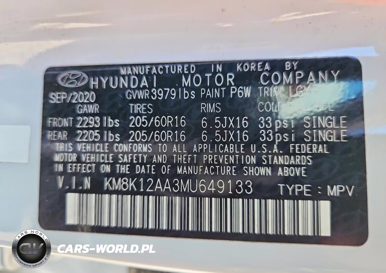 2021 Hyundai Kona Se VIN:KM8K12AA3MU649133 - 12