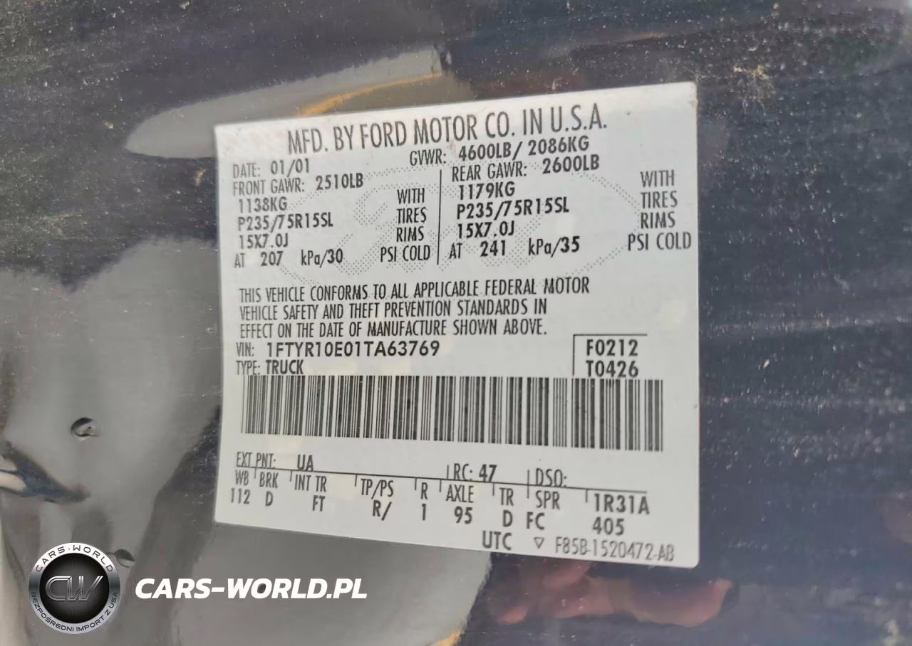 2001 Ford Ranger VIN:1FTYR10E01TA63769 - 12
