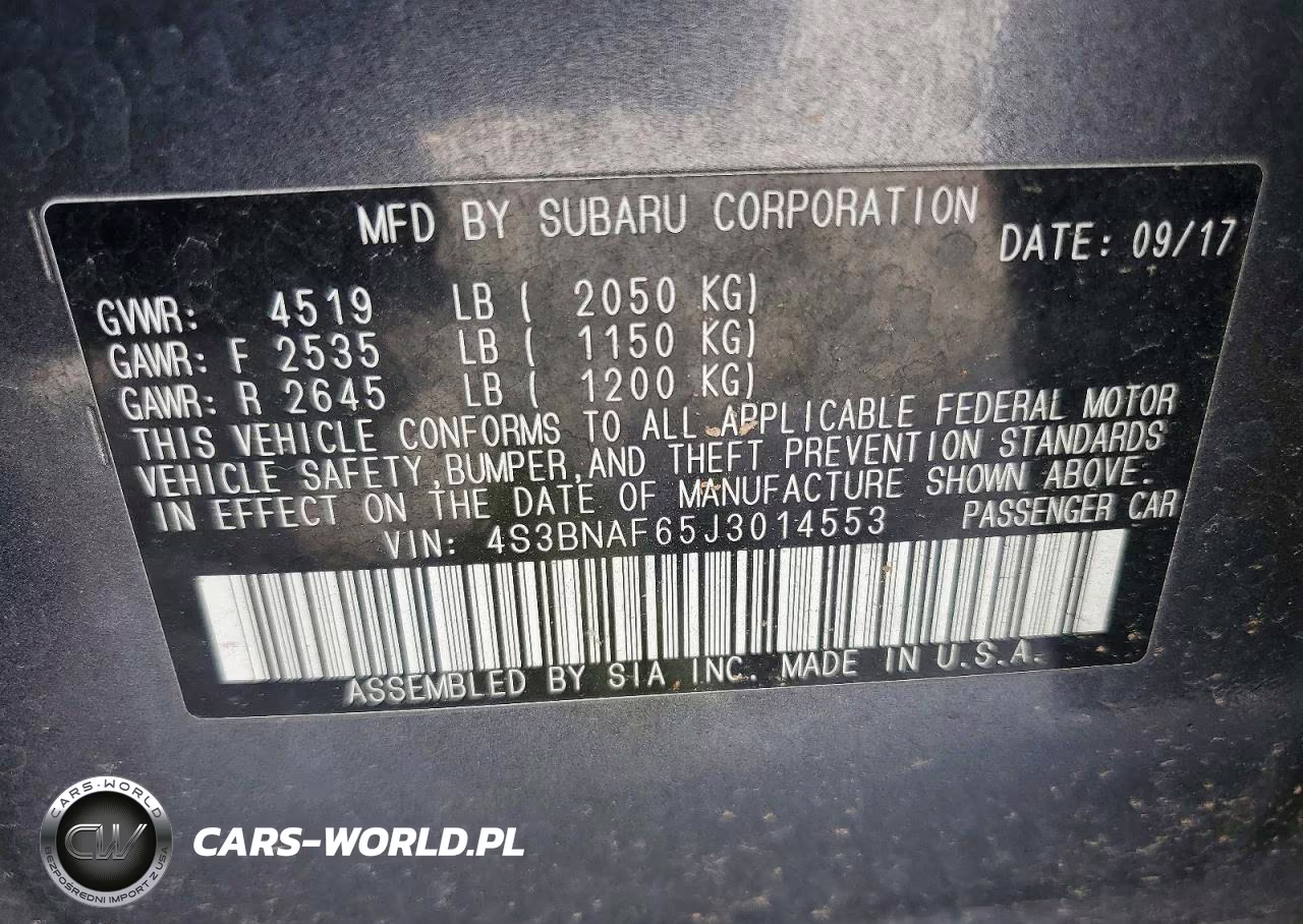 2018 Subaru Legacy 2.5I Premium VIN:4S3BNAF65J3014553 - 13